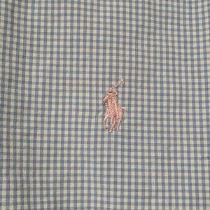 Ralph Lauren Classic Fit Blue Pink Gingham Check Oxford Mens L S/S Button Down